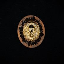 Leijona, kuviotaustalla 16cm -Seinäkoriste