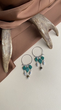 Rananeid-korvakorut, malakiitti-tiikerinsilmä