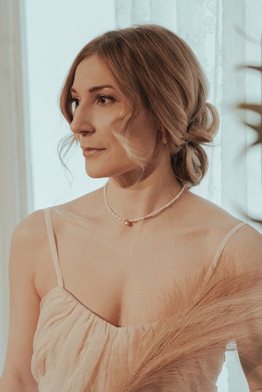 Sepia Drop Ivory-kaulakoru, makeanvedenhelmi