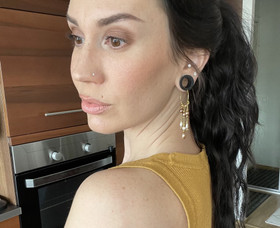 Sepia Drop-korvakorut, ruusukvartsi-makeanvedenhelmi