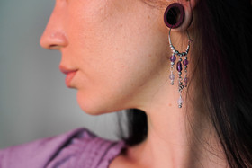 Amethyst Drop-korvakorut, ametisti-ruusukvartsi-savuakaatti