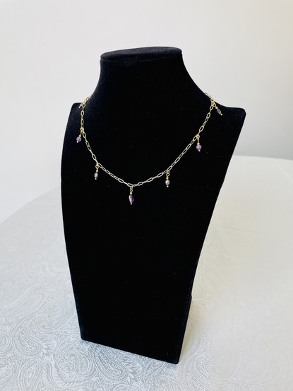 Drip Drop Amethyst Lux-kaulakoru, ametisti-makeanvedenhelmi