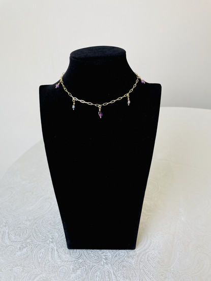 Drip Drop Amethyst Lux-kaulakoru, ametisti-makeanvedenhelmi