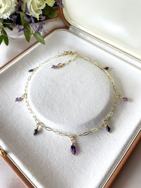 Drip Drop Amethyst Lux-kaulakoru, ametisti-makeanvedenhelmi