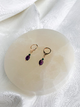 Midnight Sky - korvakorut, malakiitti-ametisti