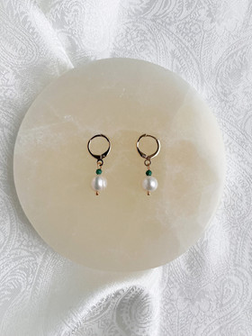 Meadow - korvakorut, malakiitti-makeanvedenhelmi