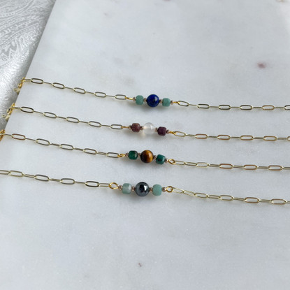 Thalassa-rannekoru, lapis lazuli-akaatti