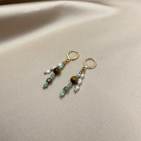 Clawdia-korvakorut, tiikerinsilmä-akaatti-aventuriini-helmi