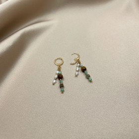 Clawdia-korvakorut, tiikerinsilmä-akaatti-aventuriini-helmi