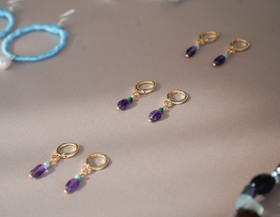 Midnight Breeze-korvakorut, aventuriini-ametisti