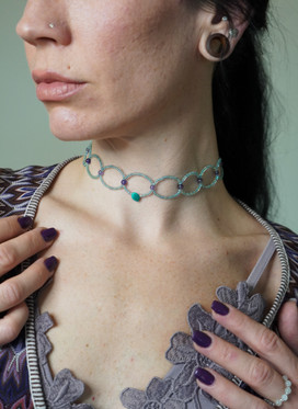Celestial Indigo Choker-kaulakoru, turkoosi-ametisti