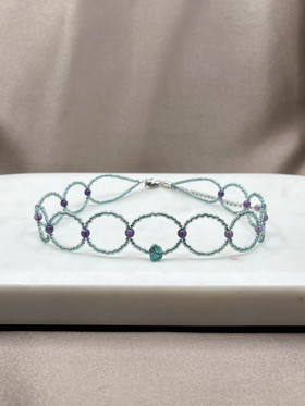 Celestial Indigo Choker-kaulakoru, turkoosi-ametisti