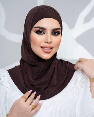 LYCRA ALAMERA HIJAB - DARK BROWN