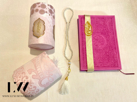 Mother gifts ( Quran & Prayer rug & Rosary)-pink