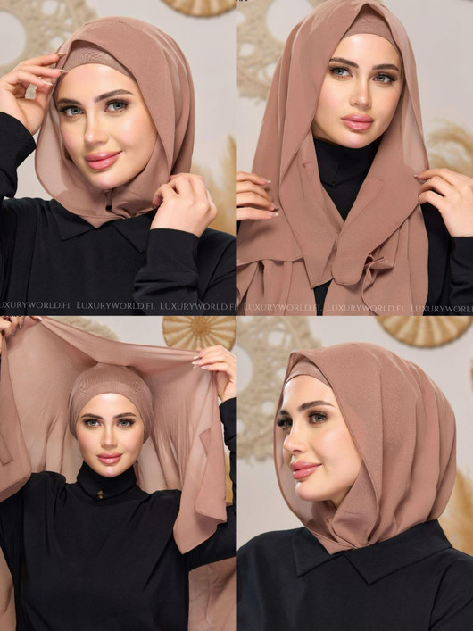 AILA MAGNETIC CHIFFON HIJAB - BEIGE