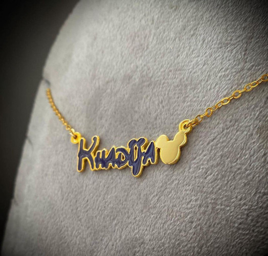 Gold-plated- “mickey mouse&Name ” Necklace 