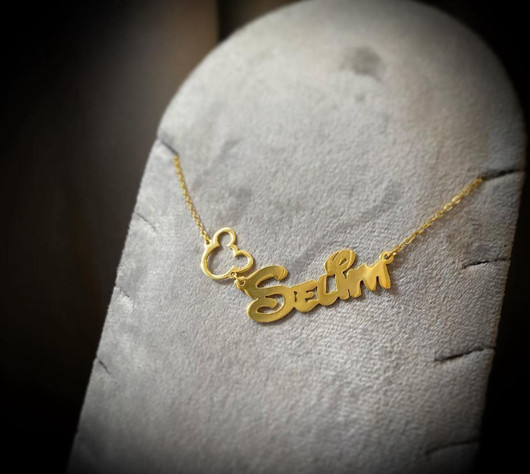 Gold-plated- “mickey mouse gold&Name ” Necklace 