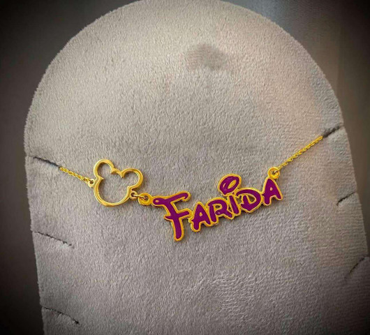 Gold-plated- “mickey mouse&Name ” Necklace 
