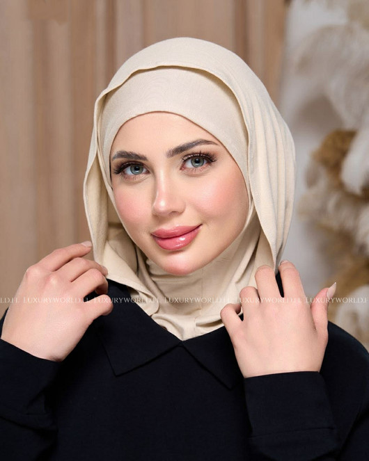 حجاب قطني عملي مع نينجا داخلي –بيج فاتح 