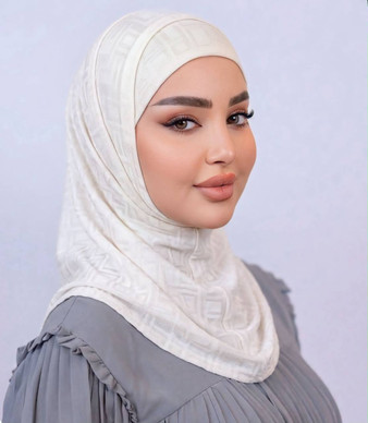 JACQUARD ALAMERA HIJAB - Off White 