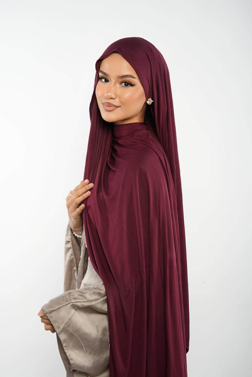 KUWAITI JERSEY SHAWL - DARK RED