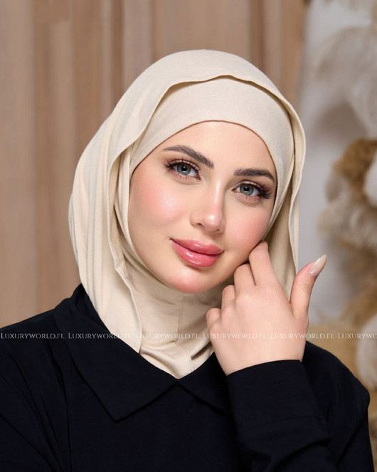 حجاب قطني عملي مع نينجا داخلي –بيج فاتح 
