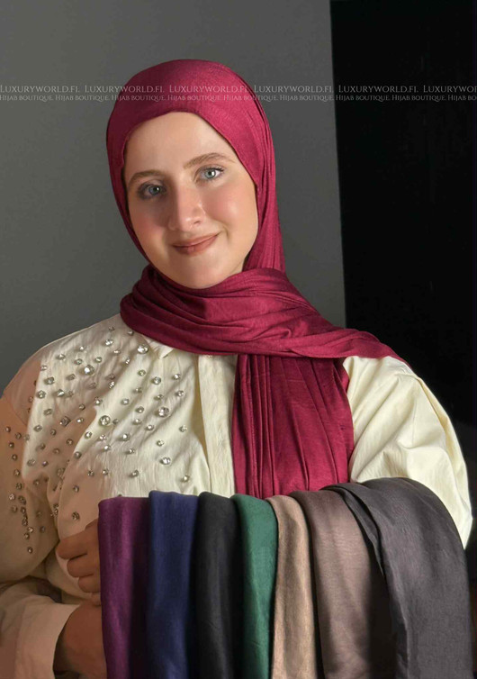 KUWAITI JERSEY SHAWL - DARK RED