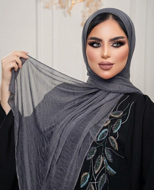 CASHMERE KUWAITI HIJAB- DARK GREY