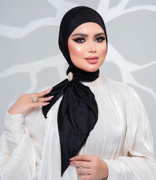 حجاب جيرسي كويتي مثلث - أسود
