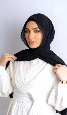 Kuwaiti Chiffon Hijab – Black  Collection