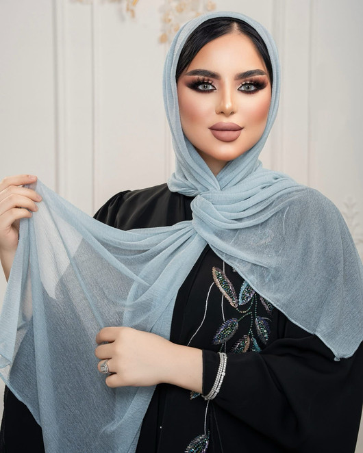CASHMERE KUWAITI HIJAB-LIGHT  BLUE