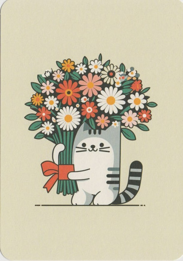 Cat with a bouquet of flowers