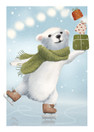 Joulukortti luisteleva jääkarhu