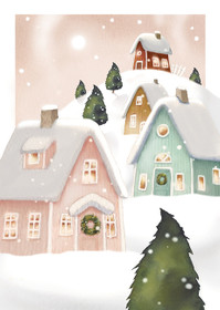 Joulukortti joulukylä