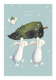 Joulukortti puput ja kuusi