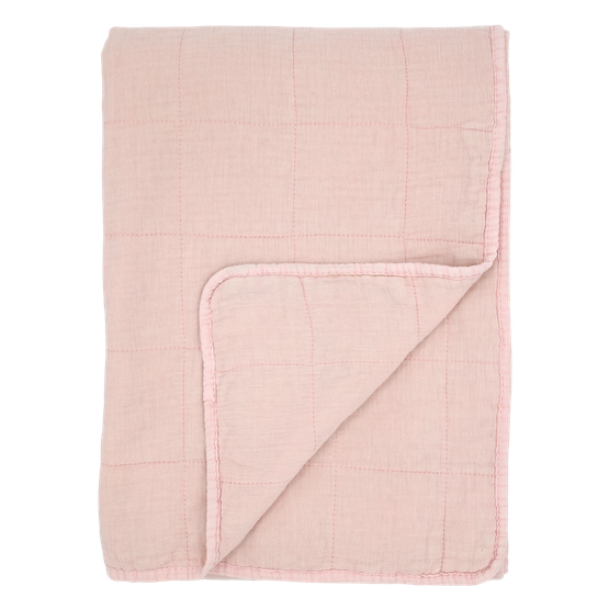 Puuvillapeitto vaaleanpunainen