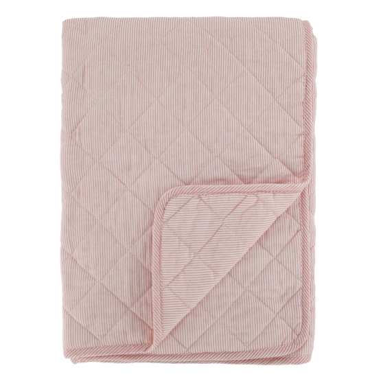 Puuvillapeitto raita (vaaleanpunainen)
