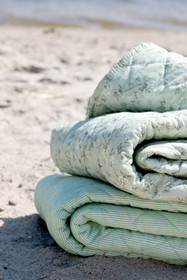 Puuvillapeitto raita(vaaleanvihreä)