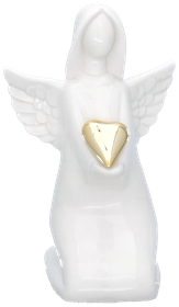 Keramiikkaenkeli kultaisella sydämellä