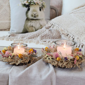 Tuikkukulho kuivakukkakranssilla (iso)