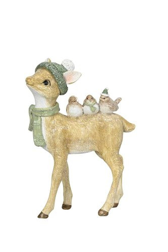 Joulubambi pikkulinnuilla (pastelli)