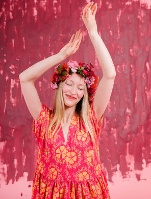 Neilikka-puuvillasatiini kirsikka