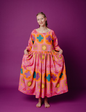 Auroora-puuvillasatiini vaaleanpunainen