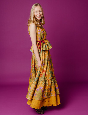 Herbaario-puuvillasatiini kultainen