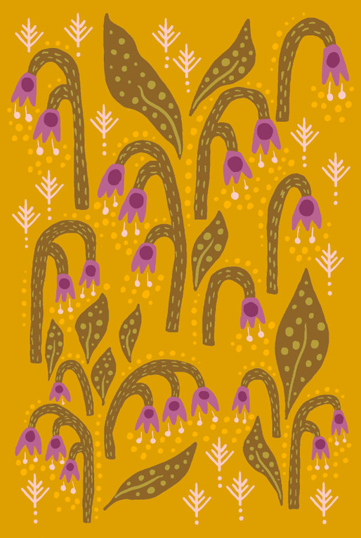 Kielo-postikortti kultainen