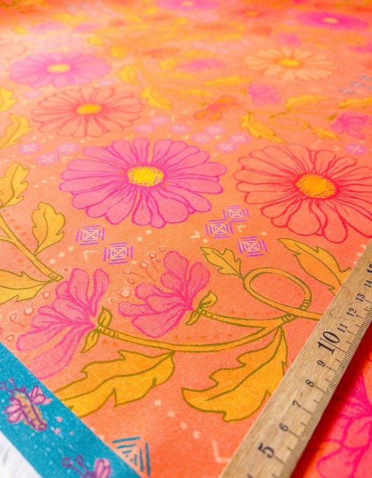 Aliisan kukkala-puuvillasatiini oranssi