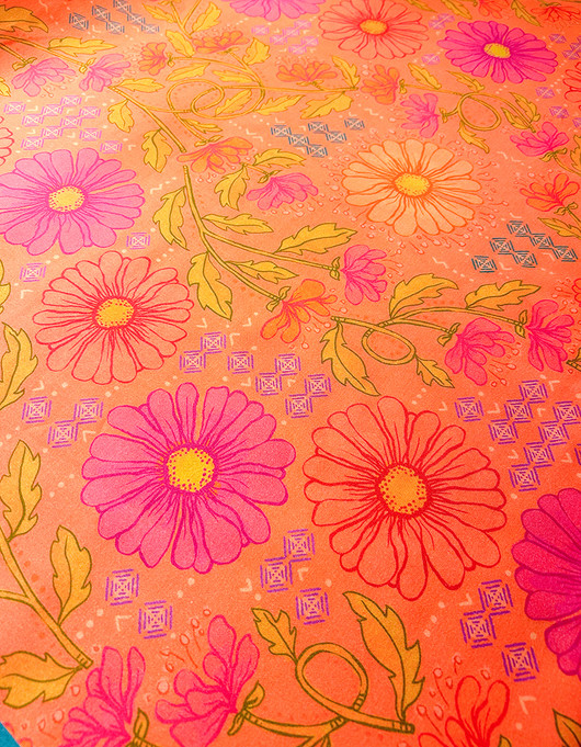 Aliisan kukkala-puuvillasatiini oranssi