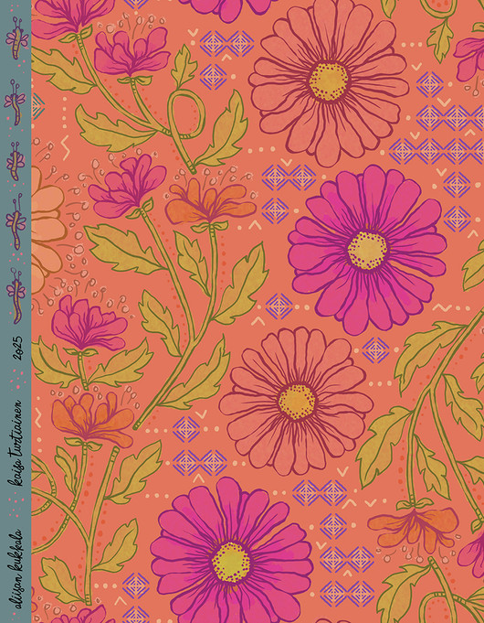 Aliisan kukkala-puuvillasatiini oranssi