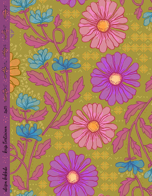 0,5 m pala Aliisan kukkala-puuvillasatiini vihreä