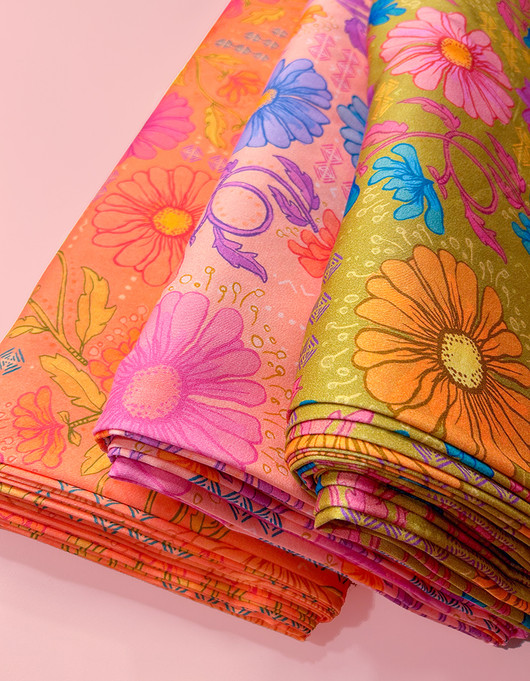 Aliisan kukkala-puuvillasatiini oranssi